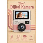 Seyutech Retro Mini Dijital Kamera 1080P Hd 1.47 Inç Flip Ekranlı Flaşlı Selfie Video Vlog Kamerası