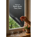 Deconitte Statik Düz Siyah Buzlu Cam Filmi 60X100 cm Yapışkansız Mahremiyet Sağlayan Dekoratif Cam Kaplama, Kumlama