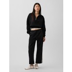 Gap Kadın Siyah Organik Pamuk Poplin Relaxed Easy Çizgili Pantolon