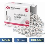 Mutlusan No:4 Beton Çivili Kroşe 9 mm Kablo Kroşesi 2x4 Antigron Kablo Sabitleme 100 Adet
