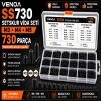 Venoa SS730 Setskur Vida Seti M3, M4, M5 Çantalı 730 Parça