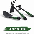 Arkhelais Çapa, Tırmık, Kürek Seti - Metal Bahçe El Aletleri - Saksı ve Toprak Için - 3'lü Bahçe Seti