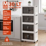 Lavine ”medıum” 4 Katlı Portatif Dolap Organizer 30LT Çok Amaçlı Mıknatıs Kapaklı, Katlanır, Tekerlekli