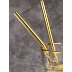Nisibis Home Gold Paslanmaz Çelik Pipet 2li Set ve Temizleme Fırçası Altın Pipetler Sunum Dekor