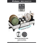 Prohane Inox Master KD600 | 304 Paslanmaz Çelik Genişletilebilir Bulaşıklık | Geniş Kapasiteli Tezgah Üstü Kurutmalık, Su Tahliye Tepsili