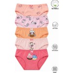 Özkan 41603 5'li Paket Kız Çocuk Karışık Renkli Desenli Pamuklu Yumuşak Slip Külot