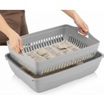 Kurtbay Şekil Flex Elek ve Alt Kum Kabı, Kapalı ve Açık Kedi Tuvaleti Uyumlu, 37,5X50X13 cm