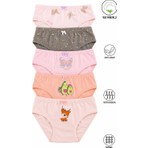 Özkan Underwear Özkan 41603 5'Li Paket Kız Çocuk Karışık Renkli Desenli Pamuklu Yumuşak Slip Külot