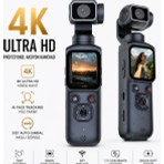 Robeve 4K Ultra Hd Gimbal Aksiyon Kamerası Aı Yüz Takipli Wifi Bağlantılı 330° Otomatik Stabilizasyonlu Taşınabilir Vlog ve Içerik Üretici Kamerası 75MP Fotoğraf Destekli Profesyonel Cep Kamerası