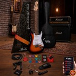 Midex RPH-30SB Gül Klavye Strat Kasa Sss Elektro Gitar Seti Kahverengi Renkli Premium Ses Kalitesi
