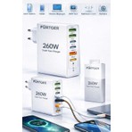 Fürtger Alman  260W  3  Type-C + 3 Usb-A Toplam 6 Çıkışlı  Süper Hızlı  Şarj Aleti