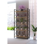 Awox Manolya 5 Raflı Metal Çiçeklik 180X90 cm Dekoratif Bitki Standı Çok Amaçlı Kitaplık Salon Balkon Ofis Raf Ünitesi
