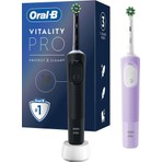Oral-B D103 Vitality Pro Cross Action Şarjlı Diş Fırçası 2'li Avantaj Paketi - Siyah / Lila