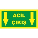 Baysan Yangın Fosforlu Fotolümen Levha Acil Çıkış Yönlendirme Aşağı Ok 12x24 cm Dekota Malzeme