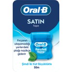 Oral-B Satin Tape Diş İpi - Kaygan Yapısıyla Etkili Plak Temizliği, 50 m, Ferah Nane Aromalı, Günlük Kullanım İçin Uygun