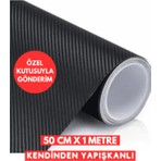 AutoFolyo Siyah Karbon Fiber Folyo 50 Cm-1 Metre Hava Kanallı Kaplama Folyosu