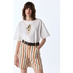 Twist Kemerli Çizgi Desen Şort TS1260013137AB1