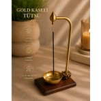 Prusias Wood Lotus Detaylı Gold Tasarımlı Tütsülük Ahşap Tabanlı Dekoratif Stand