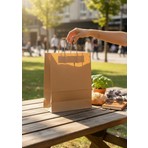 Tugce Shopping 25 Adet Kraft Kağıt Çanta Burgu Saplı Hediye Çantası 25X31X12 cm Kraft Poşet