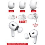 Nezih Case Airpods Pro / Pro 2 Uyumlu Anc Delikli 3 Çift (Xs,s,l) Silikon Yedek Kulaklık Ucu Beyaz