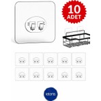 Lataris 10 Adet Süper Güçlü Kendinden Yapışkanlı Banyo Askısı Duş Rafı Kancası 6x6