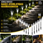 Adland Güneş Enerjili Solar Lamba Bahçe Aydınlatması 10'lu Metal Yapı ile Kolay Kullanım