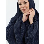 Kadeem Giyim Saye Dubai Şallı Kolu Taşlı Abaya Takımlacivert - 1022