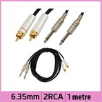 Ti-Mesh 1 Metre 2 RCA Aux Ses Kablosu 2 x 6.35mm Mono Metal Gövde Altın Kaplama Bağlantı Uçları