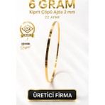 Aks Gold 22 Ayar TSE Belgeli (6 GRAM) 2 mm Kibrit Çöpü Ajda Altın Bilezik İşçiliksiz