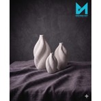 Mergen Art Modern Kıvrımlı 3'lü Dekoratif Vazo Seti – Seramik Görünümlü Mat Doku, Ev Dekorasyon