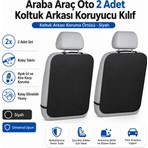 Magic Lady Araba Araç Oto 2 Adet Koltuk Arkası Koruyucu Kılıf Örtü Koltuk Arkası Koruma Siyah