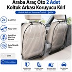 Magic Lady Şeffaf Oto Araç Araba içi 2 Adet Koltuk Arkası Örtü Koruyucu Kılıf Şeffaf