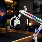 Rampage Arpej Rgb Masa Standlı Ses Göstergeli Dokunmatik Oyuncu Mikrofonu Yayıncı Mikrofonu Gaming Beyaz