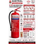 Santral Yangın Santral 6 kg Abc Kkt Yangın Söndürme Tüpü 4 Yıl Garantili Fosforlu Levha,Askı Aparatı Kullanma Talimatı ve 3M N95 Maske Dahil TEKNE İÇİN ALMAYIN!!!