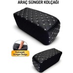 ECARTEKS Premium Quality Car Accessories Ecarteks Lüks Deri Araba Oto Kolçak Sünger Kolçak Kol Dayama Baklava Desen Siyah Deri Gümüş Nakış