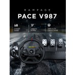 Rampage PACE V987 Kablolu 3 Pedallı El Vitesli Gaming Direksiyonu Sadece PC Uyumlu Siyah