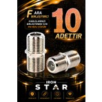 Iron Star 10 Adet F Ara Birleştirici / F Dişi Dişi Adaptör / F Konnektör Ara Ek Aparatı / Uydu Kablosu Ek Aparatı / Kablo Birleştirici / Anten Kablosu Ara Birleştirici /konnektör-Kornektör-Jak-Bağlantı Aparatı