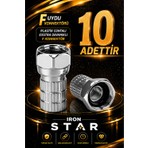 Iron Star 10 Adet F Uydu Konnektörü / Rg6 F Konnektör / Plastik Contalı / Rg6 Uydu Kablo Konnektörü / Koaksiyel Kablo Ucu / Uydu Anten Kablosu F Konnektörü /konnektör-Kornektör-Jak-Bağlantı Aparatı