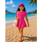 My Kids Wear Kız Çocuk  Kısa Kollu Fermuarlı Mayo Uv Korumalı Deniz ve Havuz Mayosu 12850