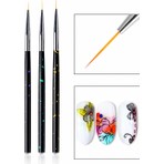 3'lü Profesyonel Tırnak Süsleme Fırçası Seti – Ince Uçlu Detay Çizim Kalemi Nail Art Çizim Fırçası Easy Beauty