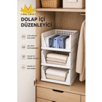 Missclean Beyaz Kayar Raf Sistemi 3 Adet Plastik Dolap İçi Düzenleyici ve Çok Amaçlı Organizer