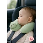 Bebekevi Bebek Boyun Seyahat Yastığı Yeşil Pamuk Malzeme ile 28x30 cm Ebatlarda Araba Puset Uçak İçin