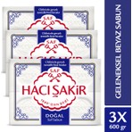Hacı Şakir Doğal Saf Beyaz Banyo Sabunu 3'lü Paket 600 gr Geleneksel Formül Ferahlatıcı