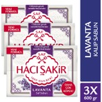 Hacı Şakir Doğal Lavanta Kokulu Kalıp Sabun 3'lü Paket 600 gr Zengin Köpüklü Saf Formül
