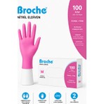 BROCHE PUDRASIZ NİTRİL ELDİVEN M BEDEN PEMBE 100'LÜ