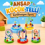 Circle Toys Ahşap Küçük Telli Koordinasyon Oyunu 1 Adet – Montessori Eğitici El Göz Koordinasyonu ve Ince Motor Beceri Oyuncağı