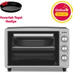 Simfer 3426 İnox Gri 34 LT Statik Mini/Midi Fırın - 4 Fonksiyon, Programlanabilir Pişirme & Isı Kontrol