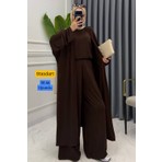 Balenbi Kadın Penye Uzun Hırka Bluz Geniş Paça Pantolon Abaya Takım 1217