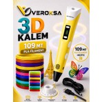 Veroksa 3D Kalem - 109 mt Filamentli 3D Yazıcı Kalem