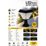Gold Royal Solar Bahçe Aydınlatma LED 30W Armatür Beyaz Işık